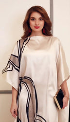 Beige Wavy Kaftan Dress