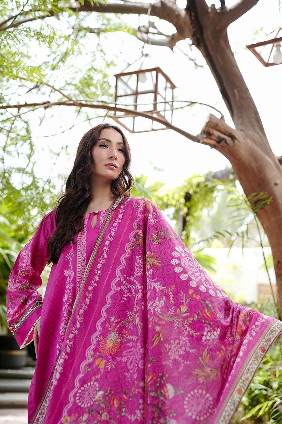 Fuchsia Kurta Set With Dupatta