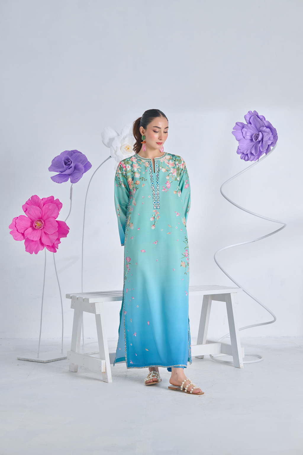 Sea Green Pearl Kurta Set